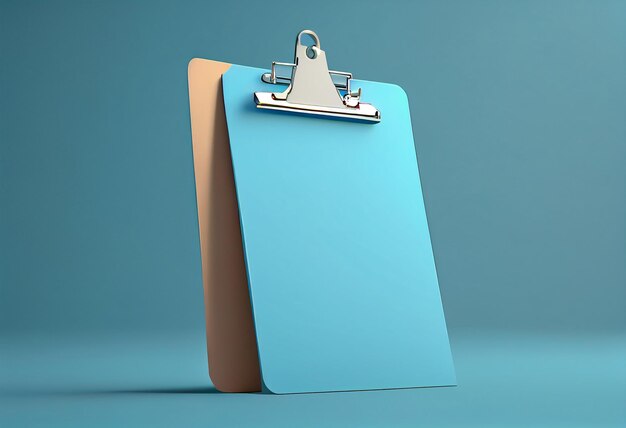 Clipboard 3D em fundo azul AI Gerado