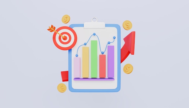 Clipboard con idea de negocio objetivos dirección y crecimiento analíticas icono idea de gráfico de negocio