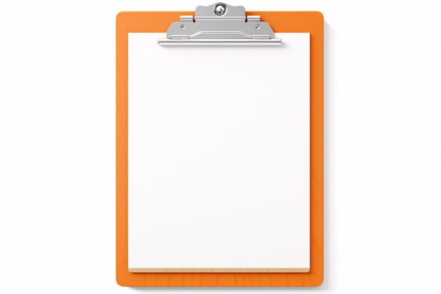 un clipboard con un papel blanco en él
