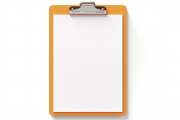 un clipboard con un papel blanco en él
