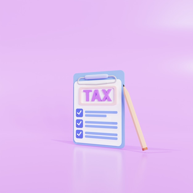 ClipboardIcon Steuerzahlungs- und Gewerbesteuerkonzept und das Steuerformular. 3D-Darstellung