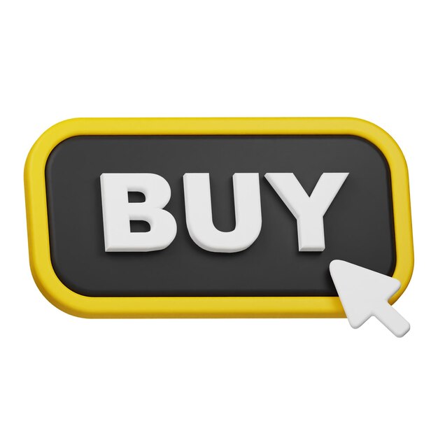 clique no botão de compra ícone 3D isolado no fundo branco