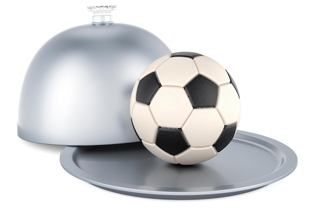 Cloche de restaurante con representación 3D de balón de fútbol