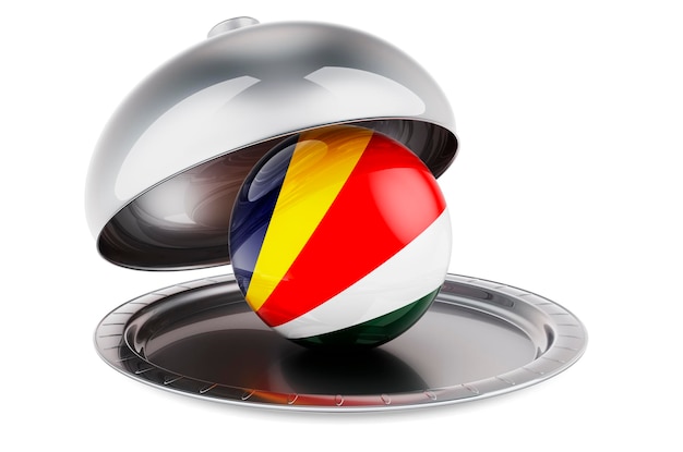 Cloche de restaurante con representación 3D de la bandera de Seychelles