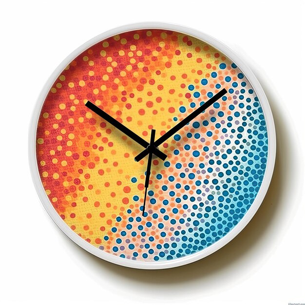 Clock Pointillism estilo de arte fondo blanco alto q