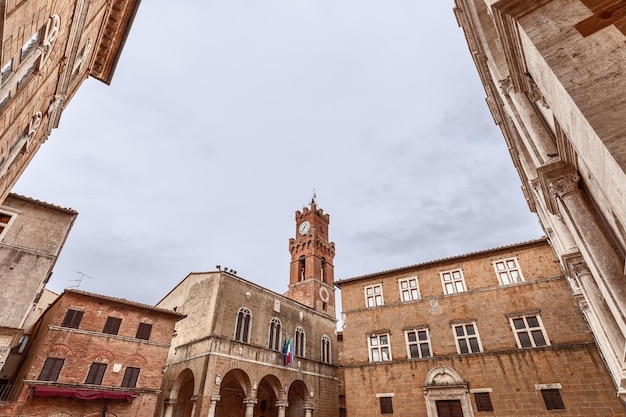 Clocktower des Rathauses von Pienza Toskana Italien