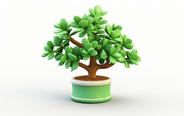 clon de planta de jade verdoso 3d en fondo blanco