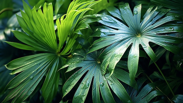 Clone de textura de filme e folhas tropicais azuis
