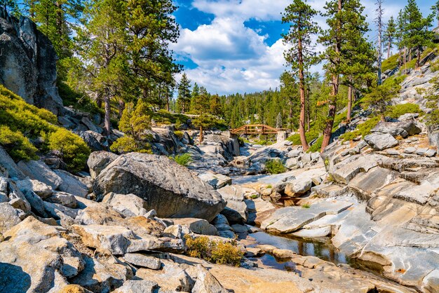 Close da cachoeira seca de Yosemite no pitoresco Parque Nacional de Yosemite