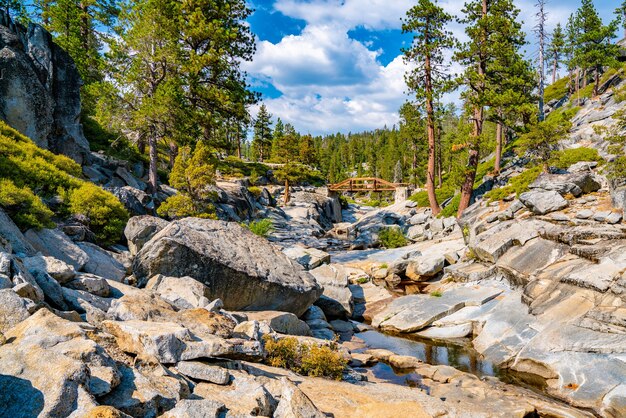 Close da cachoeira seca de yosemite no pitoresco parque nacional de yosemite