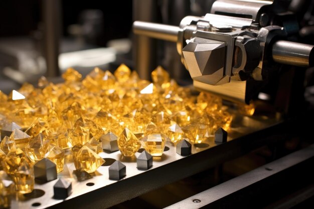 Foto close da máquina de diamante em funcionamento criada com ia generativa