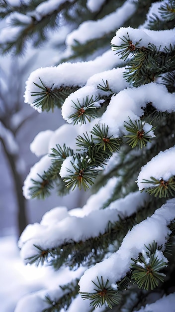 Foto close de árvore coberta de neve no inverno