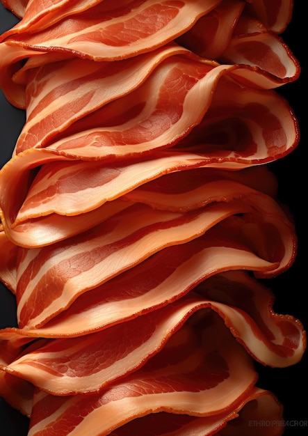 Close de fatias crocantes de bacon assado Generative AI