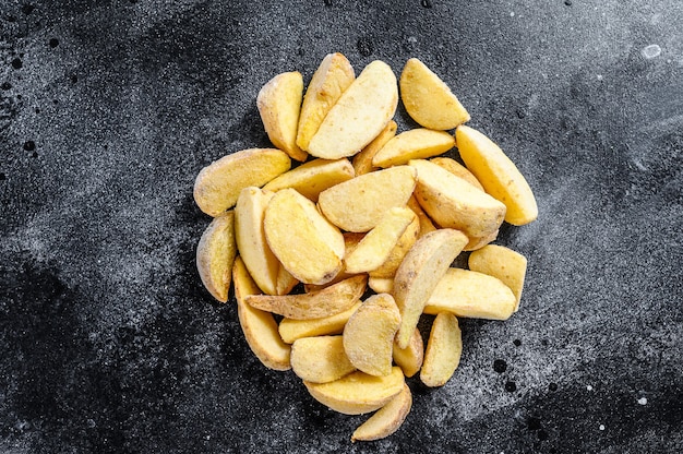 Foto close de fatias de batata congeladas