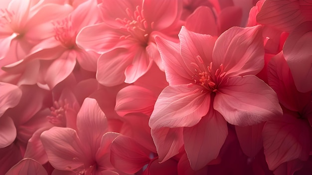 Close de flores cor-de-rosa com fundo desfocado