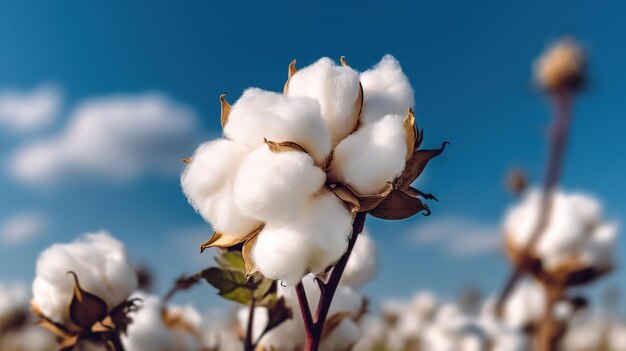Close de flores fofas de algodão