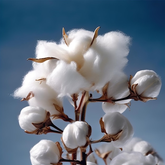 Close de flores fofas de algodão