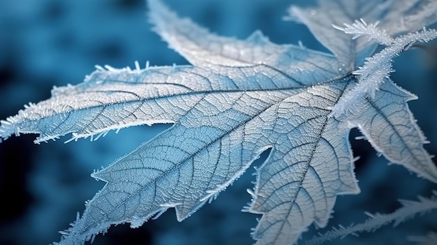 Foto close de folhas congeladas