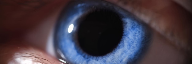 Close de um lindo olho humano azul brilhante