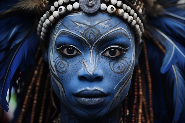 Close de uma máscara de carnaval em um manequim