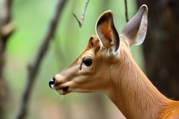 Foto close de uma orelha de veado mostrando estado de alerta