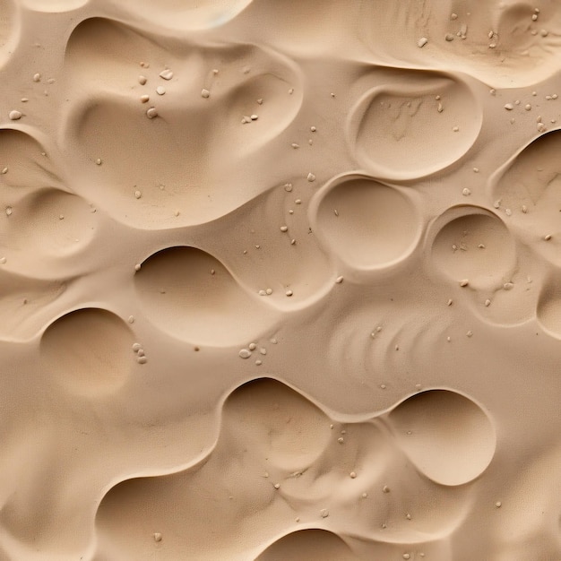 Close de uma textura de areia com um padrão criado por gotas de chuva