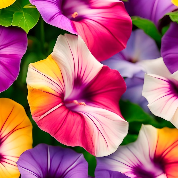 Foto close em uma flor com pétala multicolorida