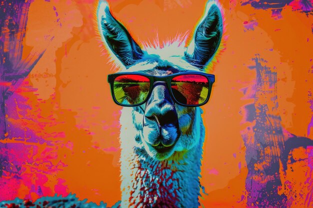 Foto un close de una llama con gafas de sol perfectas para los amantes de los animales y los diseños de verano