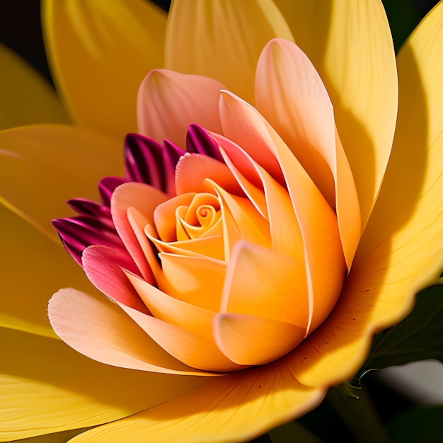 Foto close na flor com pétala multicolorida