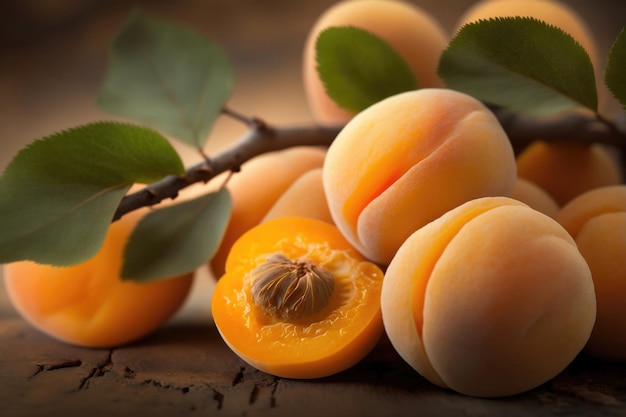 Close up Apricot Full Frame frisches Obst Hintergrund Generierte AI