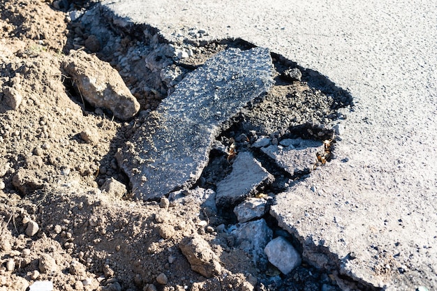 Close-up Asphalt auf der Straße im Bau.