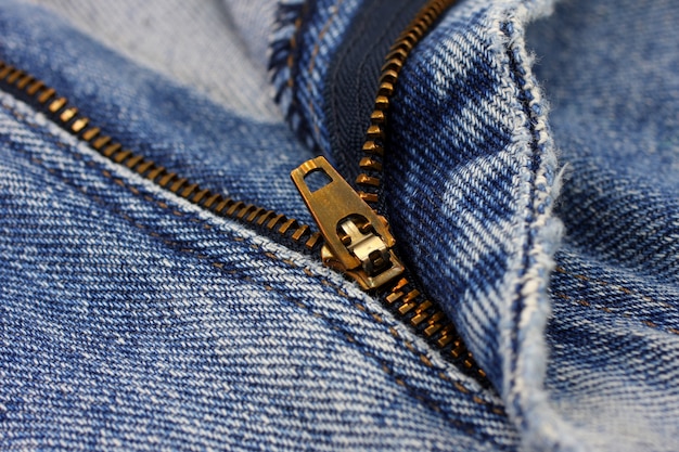 Close-up Blue Jeans mit Reißverschluss.