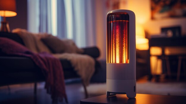 Close-up casa radiador de aquecimento elétrico na sala de estar para a estação de inverno frio
