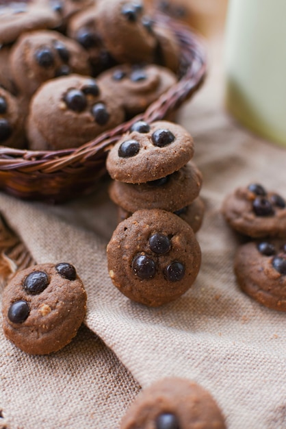 Foto close up choco chips cookie