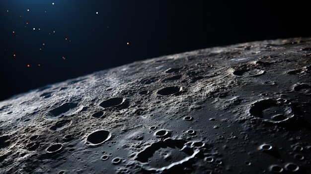 Foto close-up de los cráteres de la superficie de las lunas y texturas visibles contra un telón de fondo de foco del espacio profundo