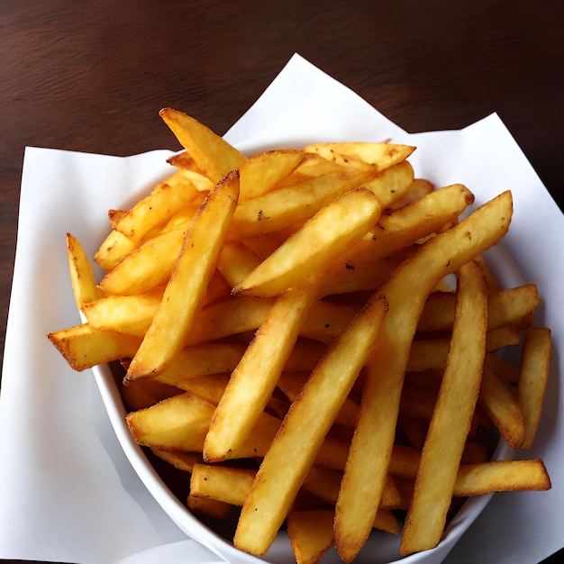 Close-up da arte generativa de batatas fritas por IA