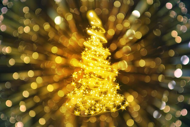 Foto close-up da árvore de natal iluminada