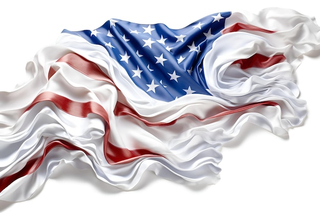 Close up da bandeira americana com babados isolado png fundo branco
