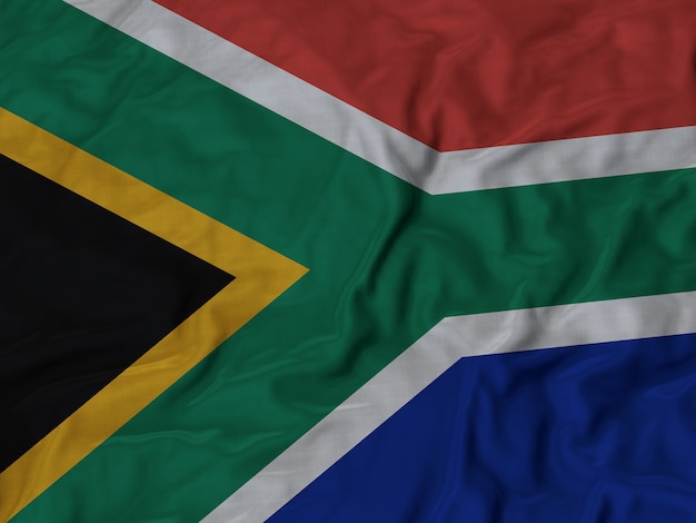 Close-up da bandeira da África do Sul babados