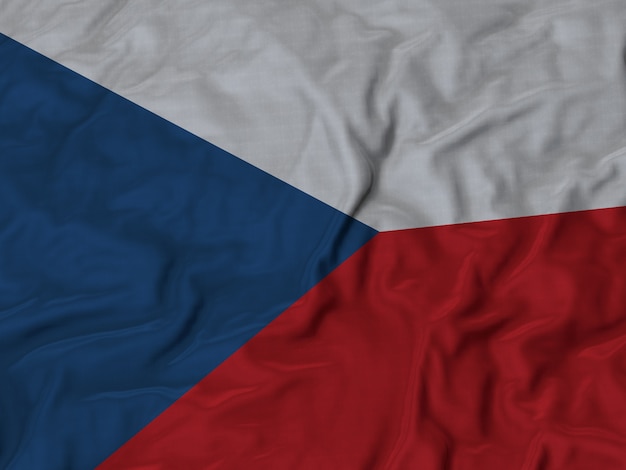 Close-up da bandeira da república checa de babados