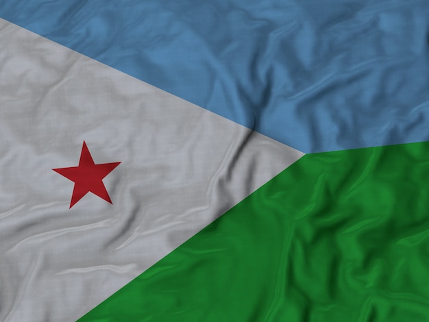 Close-up da bandeira de Djibouti Ruffled