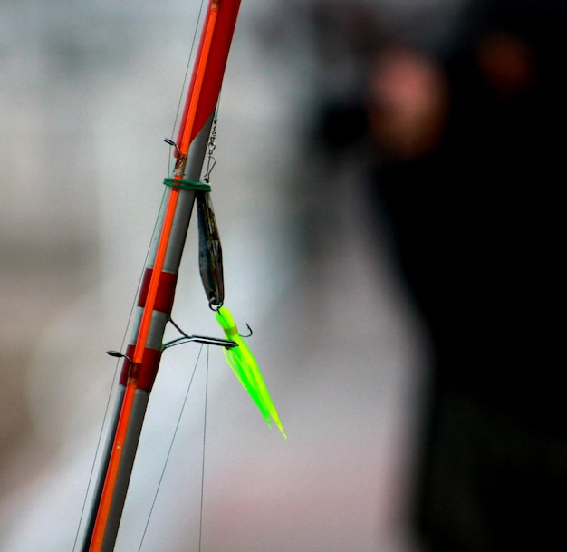 Foto close-up da caneta de pesca