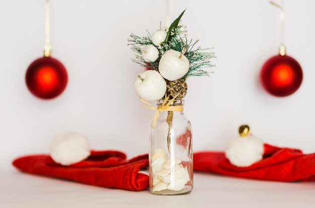 Foto close-up da decoração de natal na mesa