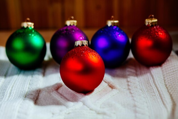 Foto close-up da decoração de natal na mesa