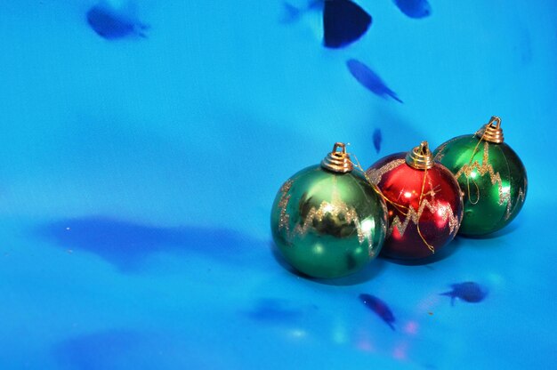 Foto close-up da decoração de natal na mesa