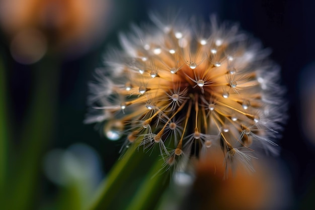 Close-up da flor-leão com sementes e fundo desfocado Generative AI