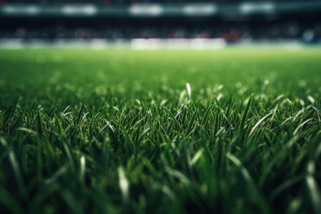 Close-up da grama em um estádio de futebol