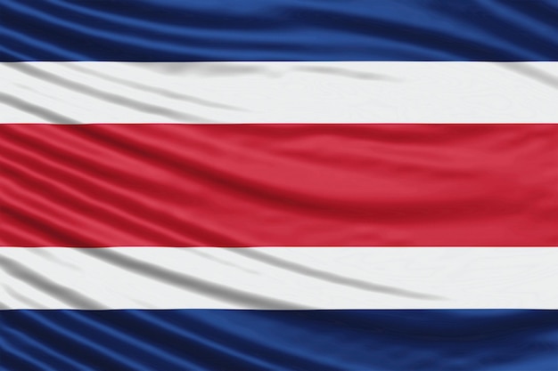 Close Up da onda da bandeira da Costa Rica, fundo da bandeira nacional