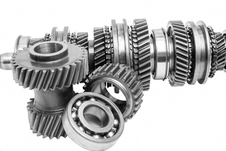 Foto close-up da parte do motor contra fundo branco