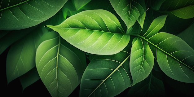 Close-up da planta de folhas verdes com folhas generativas ai